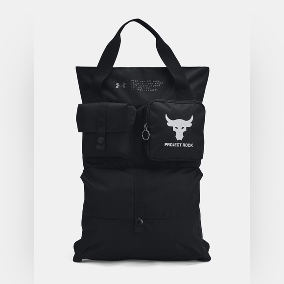 Under Armour Unisex Project Rock Gym Sack Training Bag Backpack Black New NWT - Picture 1 of 6